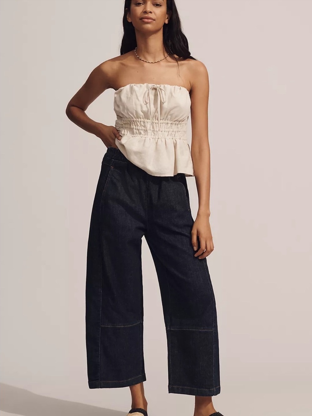 Pilcro Izzie Relaxed Pull-On Canvas Barrel Pants washed black Women's Size xxs